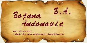 Bojana Andonović vizit kartica